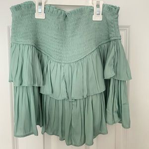 flowy green/blue boutique mini skirt